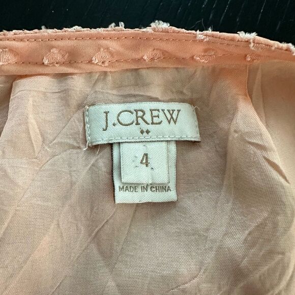 J. Crew peach colored, swiss dot dress with sheer sleeves. - Picture 4 of 6
